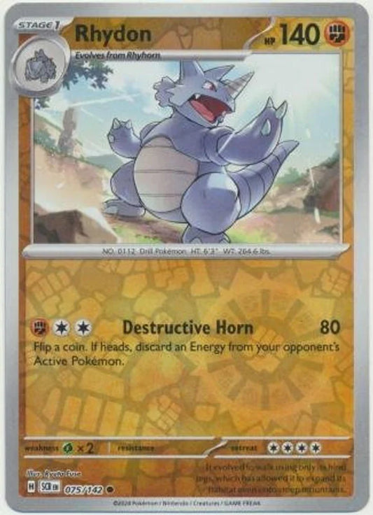 Rhydon 75/142 Reverse Holo | Stellar Crown | Pokemon Card