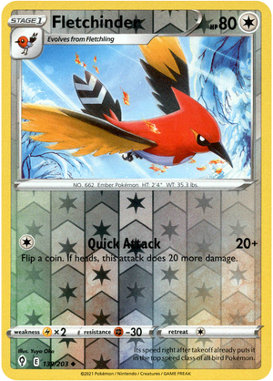 Fletchling 138/203 Reverse Holo | Evolving Skies | Pokemon Card