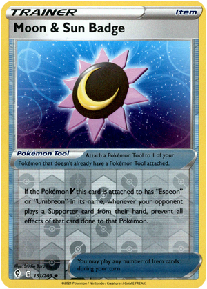 Moon & Sun Badge 151/203 Reverse Holo | Evolving Skies | Pokemon Card