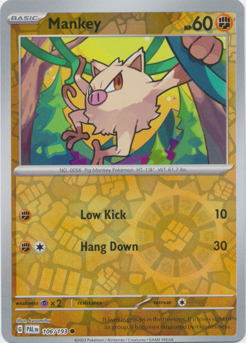 Mankey 106/193 Reverse Holo | Paldea Evolved | Pokemon Card