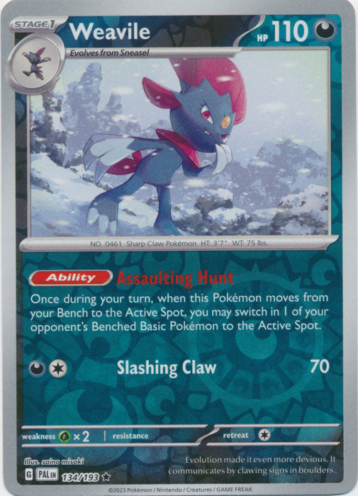 Weavile 134/193 Reverse Holo | Paldea Evolved | Pokemon Card