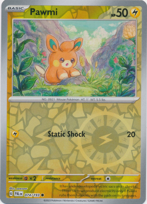 Pawmi 74/193 Reverse Holo | Paldea Evolved | Pokemon Card