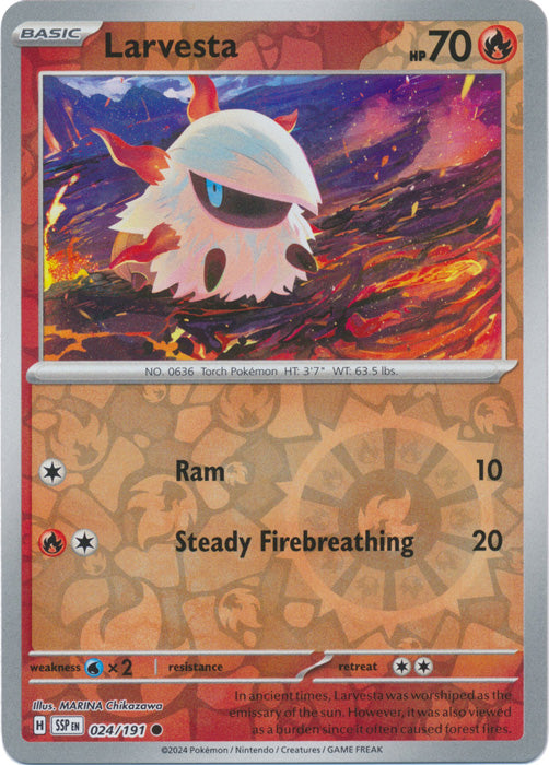 Larvesta 24/191 Reverse Holo | Surging Sparks | Pokemon Card