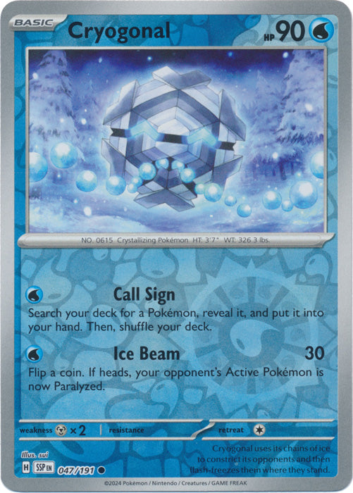 Cryogonal 47/191 Reverse Holo | Surging Sparks | Pokemon Card