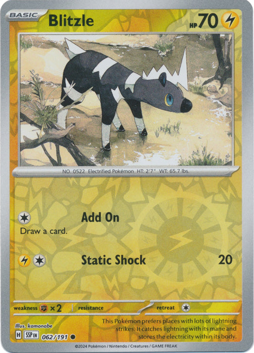 Blitzle 62/191 Reverse Holo | Surging Sparks | Pokemon Card