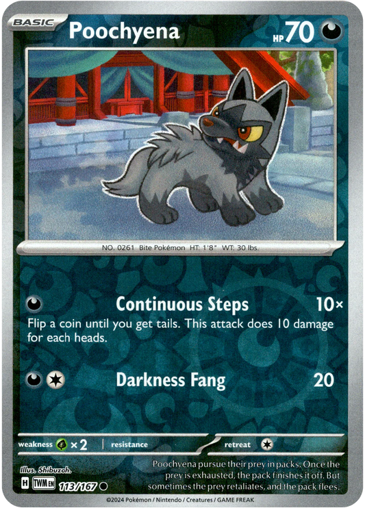 Poochyena 113/167 Reverse Holo | Twilight Masquerade | Pokemon Card