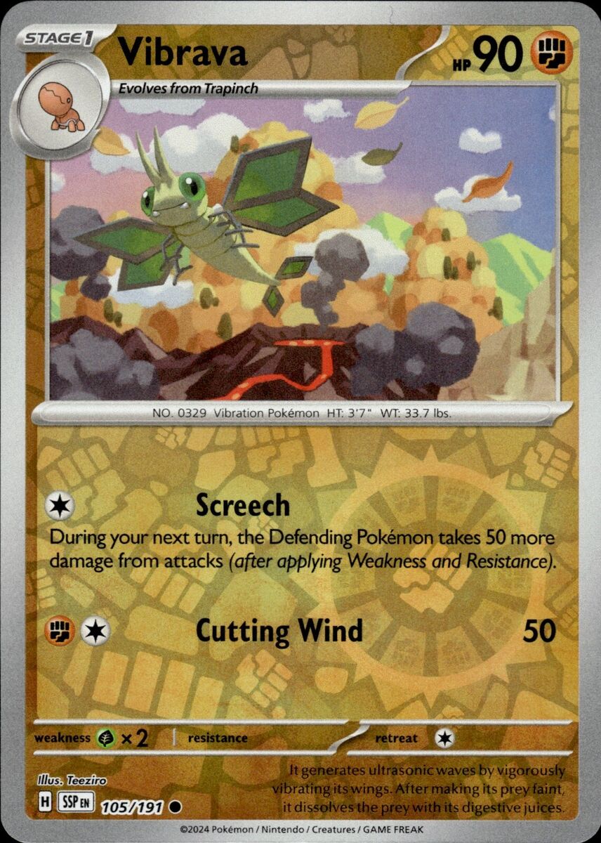 Vibrava 105/191 Reverse Holo | Surging Sparks | Pokemon Card