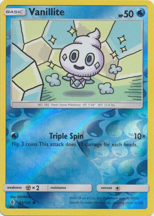 Vanillite 33/145 Reverse Holo | Guardians Rising | Pokemon Card