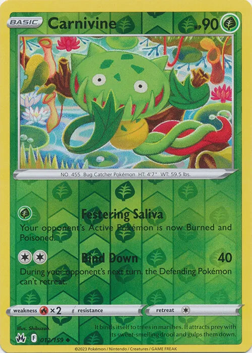 Carnivine 12/159 Reverse Holo | Crown Zenith | Pokemon Card