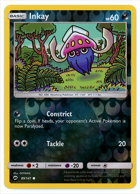 Inkay 89/147 Reverse Holo | Burning Shadows | Pokemon Card