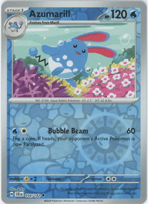 Azumarill 34/142 Reverse Holo | Stellar Crown | Pokemon Card