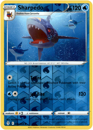 Sharpedo 36/203 Reverse Holo | Evolving Skies | Pokemon Card