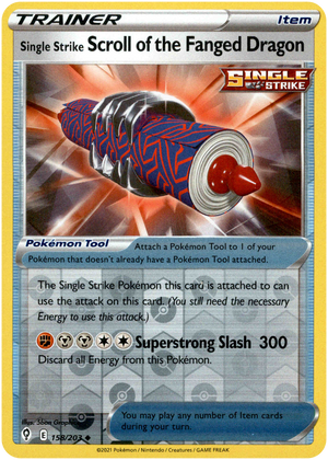 Single Strike Scroll of the Fanged Dragon 158/203 Reverse Holo | Evolving Skies | Pokemon Card