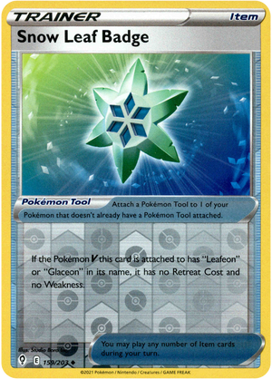 Snow Leaf Badge 159/203 Reverse Holo | Evolving Skies | Pokemon Card