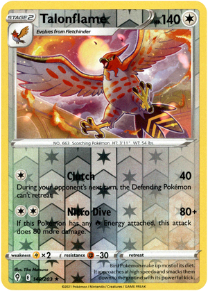 Talonflame 140/203 Reverse Holo | Evolving Skies | Pokemon Card