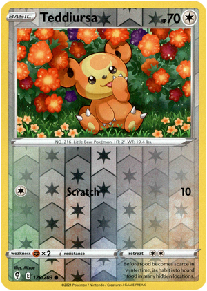 Teddiursa 126/203 Reverse Holo | Evolving Skies | Pokemon Card