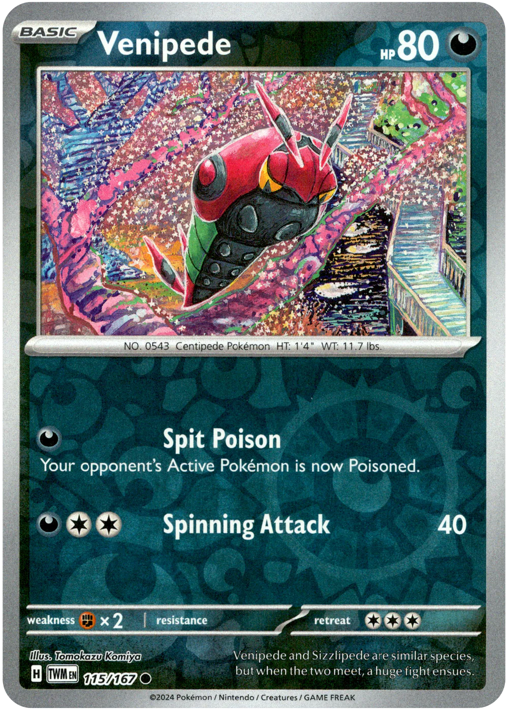 Venipede 115/167 Reverse Holo | Twilight Masquerade | Pokemon Card