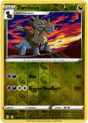 Zweilous 114/203 Reverse Holo | Evolving Skies | Pokemon Card