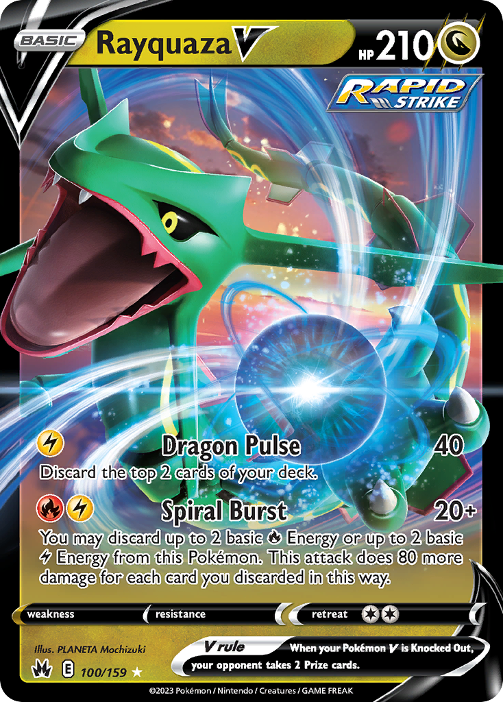 Rayquaza V 100/159 Rare Holo V | Crown Zenith | Pokemon Card