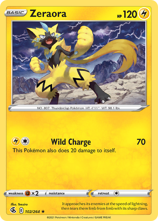 Zeraora 102/264 Rare | Fusion Strike | Pokemon Card