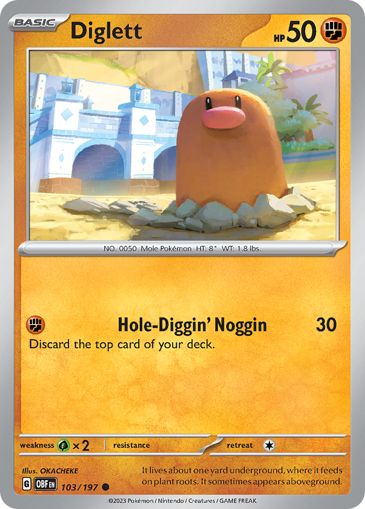 Diglett 103/197 Common | Obsidian Flames | Pokemon Card