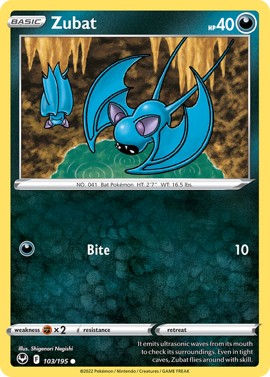 Zubat 103/195 Common | Silver Tempest | Pokemon Card