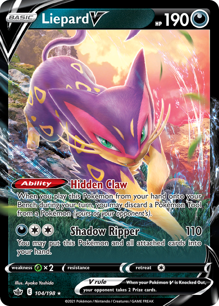 Liepard V 104/198 Rare Holo V | Chilling Reign | Pokemon Card