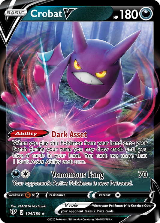 Crobat V 104/189 Rare Holo V | Darkness Ablaze | Pokemon Card