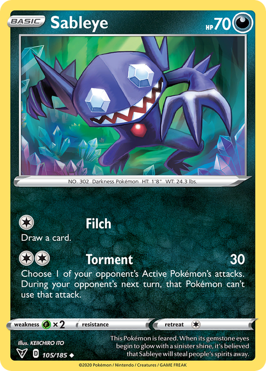 Sableye 105/185 Uncommon | Vivid Voltage | Pokemon Card