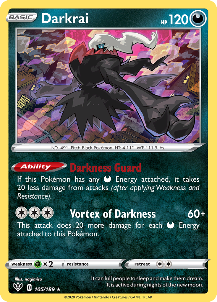 Darkrai 105/189 Rare Holo | Darkness Ablaze | Pokemon Card