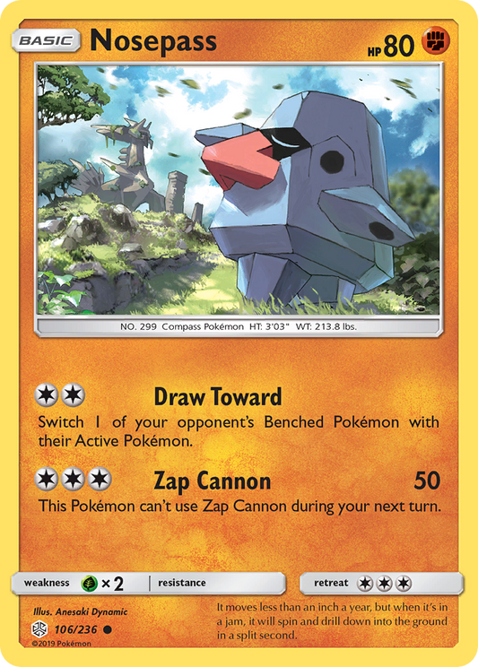 Nosepass 106/236 Common | Cosmic Eclipse | Pokemon Card