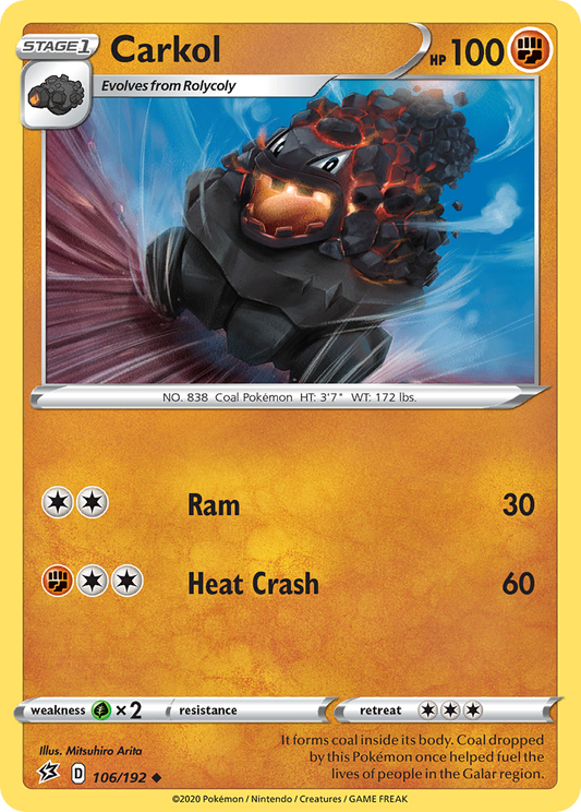 Carkol 106/192 Uncommon | Rebel Clash | Pokemon Card