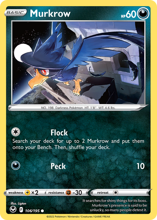 Murkrow 106/195 Common | Silver Tempest | Pokemon Card