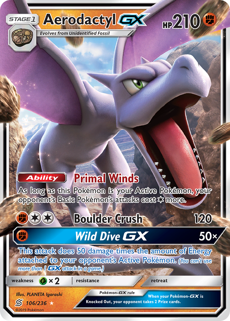 Aerodactyl-GX 106/236 Rare Holo GX | Unified Minds | Pokemon Card