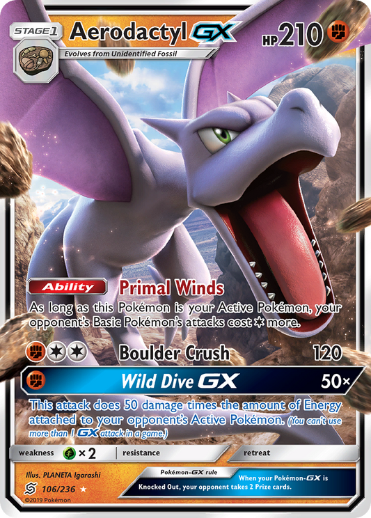 Aerodactyl-GX 106/236 Rare Holo GX | Unified Minds | Pokemon Card