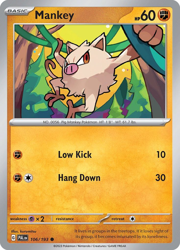 Mankey 106/193 Common | Paldea Evolved | Pokemon Card