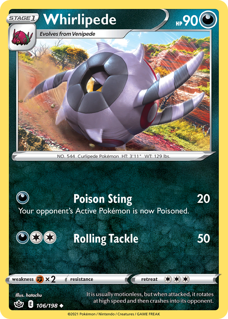 Whirlipede 106/198 Uncommon | Chilling Reign | Pokemon Card