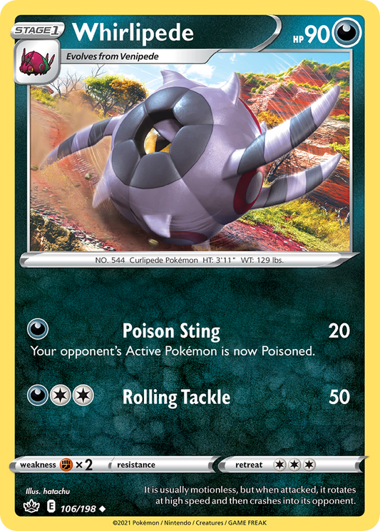 Whirlipede 106/198 Uncommon | Chilling Reign | Pokemon Card