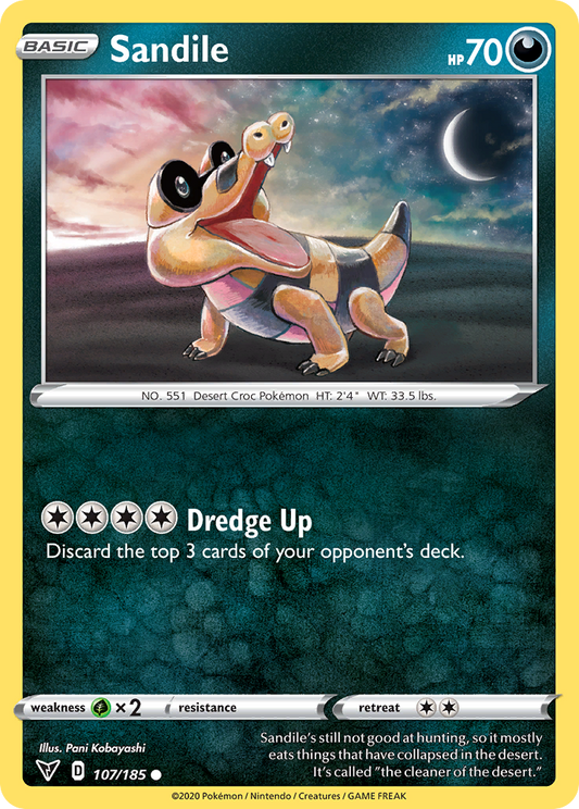 Sandile 107/185 Common | Vivid Voltage | Pokemon Card