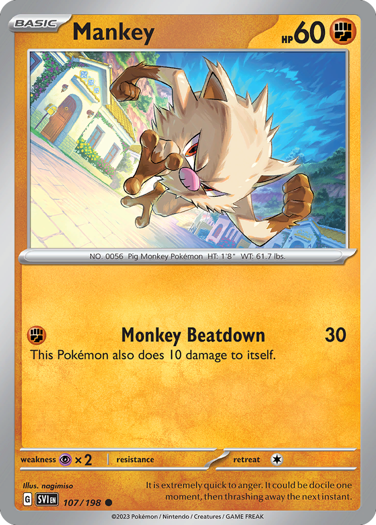 Mankey 107/198 Common | Scarlet & Violet | Pokemon Card