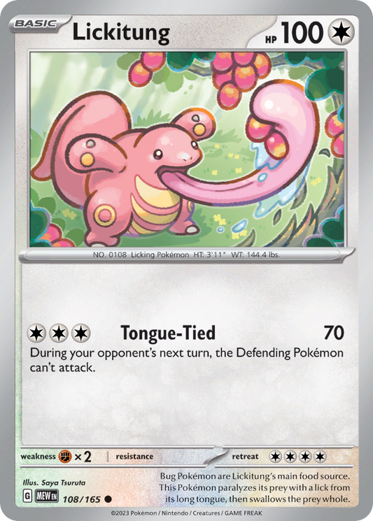 Lickitung 108/165 Common | 151 | Pokemon Card