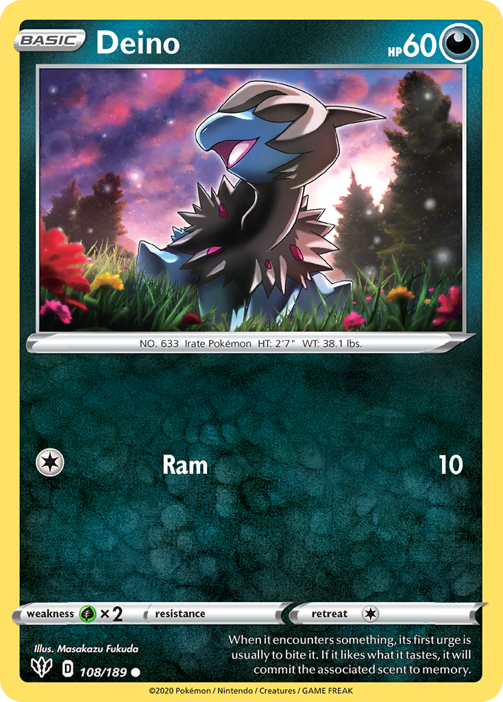 Deino 108/189 Common | Darkness Ablaze | Pokemon Card