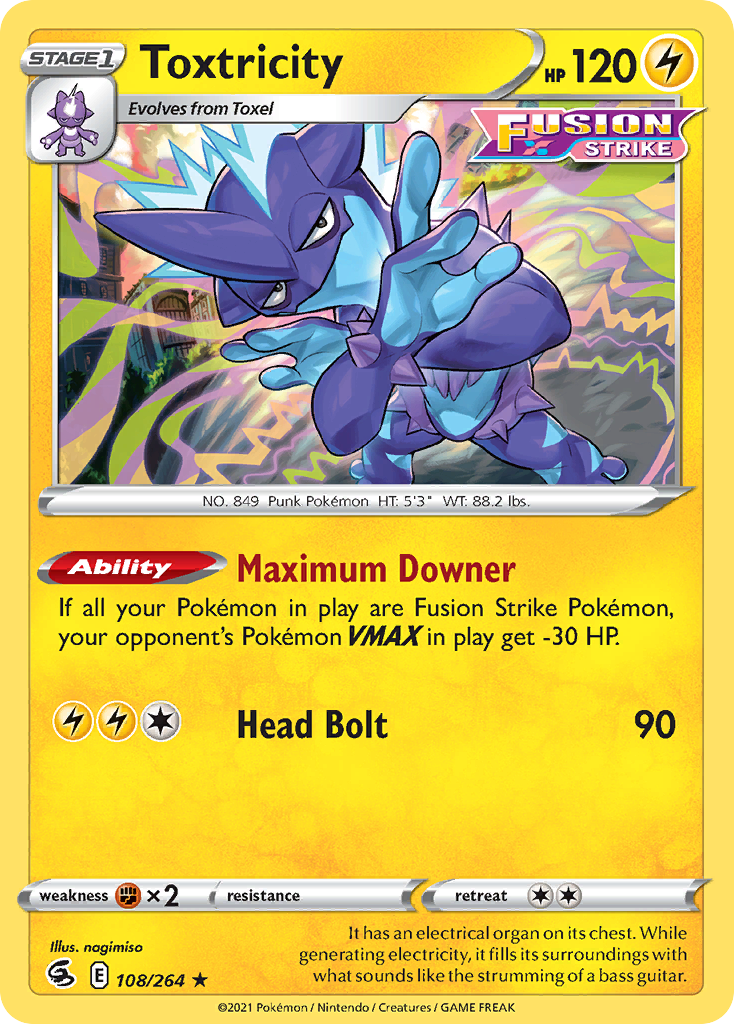 Toxtricity 108/264 Rare Holo | Fusion Strike | Pokemon Card