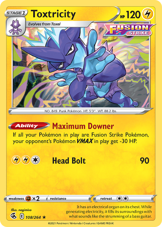 Toxtricity 108/264 Rare Holo | Fusion Strike | Pokemon Card