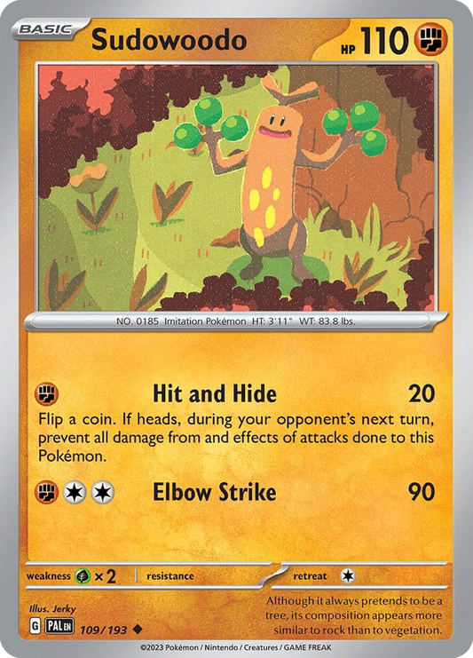 Sudowoodo 109/193 Uncommon | Paldea Evolved | Pokemon Card