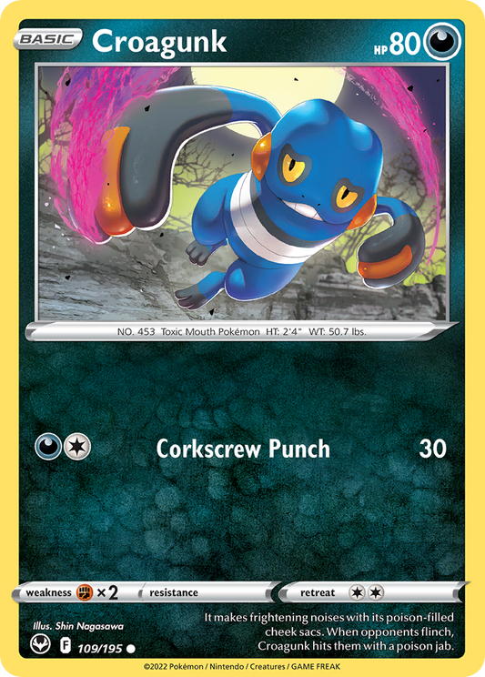 Croagunk 109/195 Common | Silver Tempest | Pokemon Card