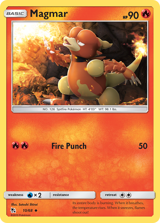 Magmar 10/68 Uncommon | Hidden Fates | Pokemon Card