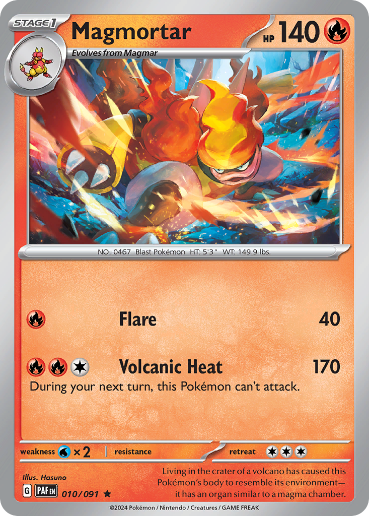 Magmortar 10/91 Rare Holo | Paldean Fates | Pokemon Card