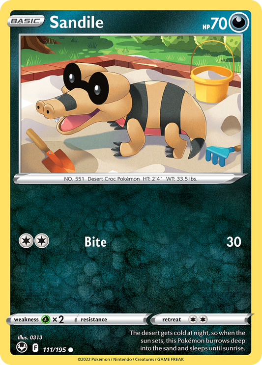 Sandile 111/195 Common | Silver Tempest | Pokemon Card