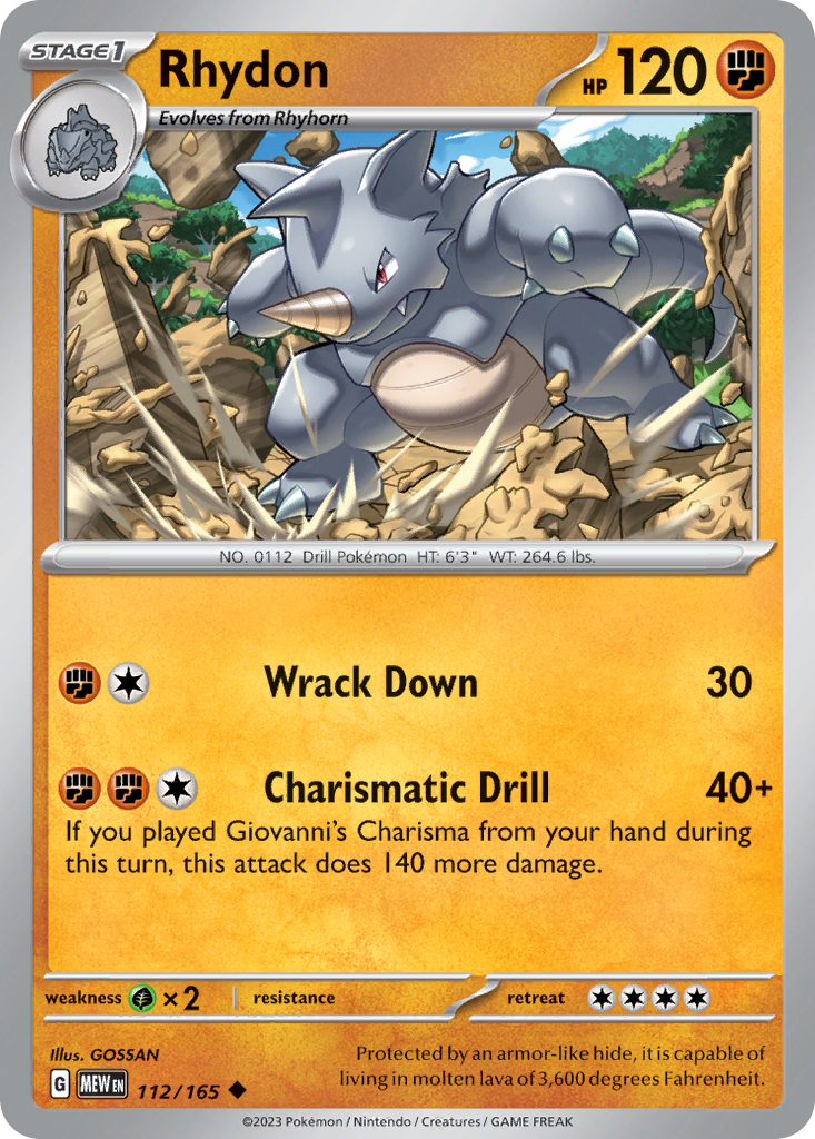 Rhydon 112/165 Uncommon | 151 | Pokemon Card